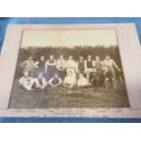 A mounted 1886 sepia photograph of a characterful country cricket team - Lowdham Wesleyan & United