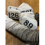 A collection of approx antique black & white enamelled numbers and letters, the panels mainly two-