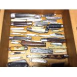 A collection of pen knives - horn & wood handled, wartime, Sheffield, smokers, Japanese, mother-of-