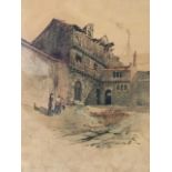 John Teasdale, watercolour, study of The Old Elizabethan House, The Close, Newcastle upon Tyne, with