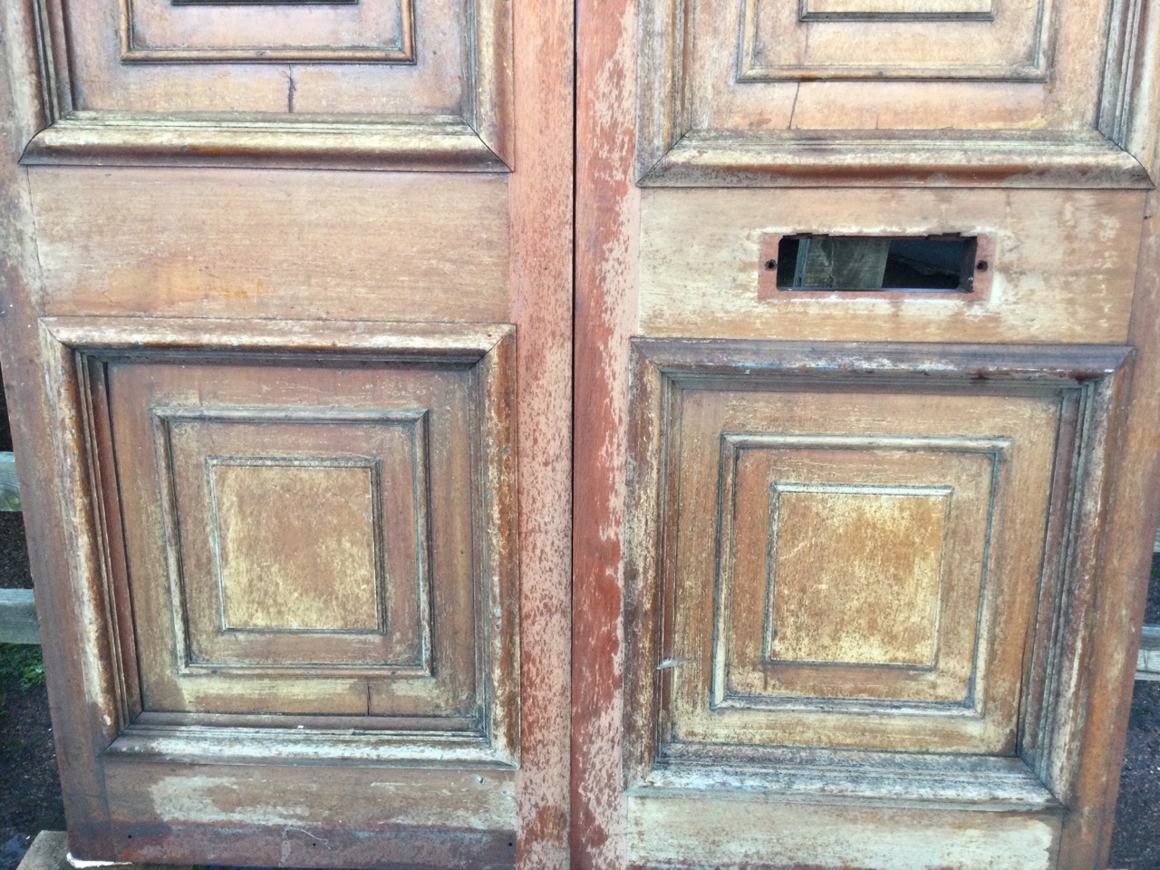 A pair of mahogany entranceway doors, formerly in the Theatre Royal Newcastle, with bollection - Image 2 of 3