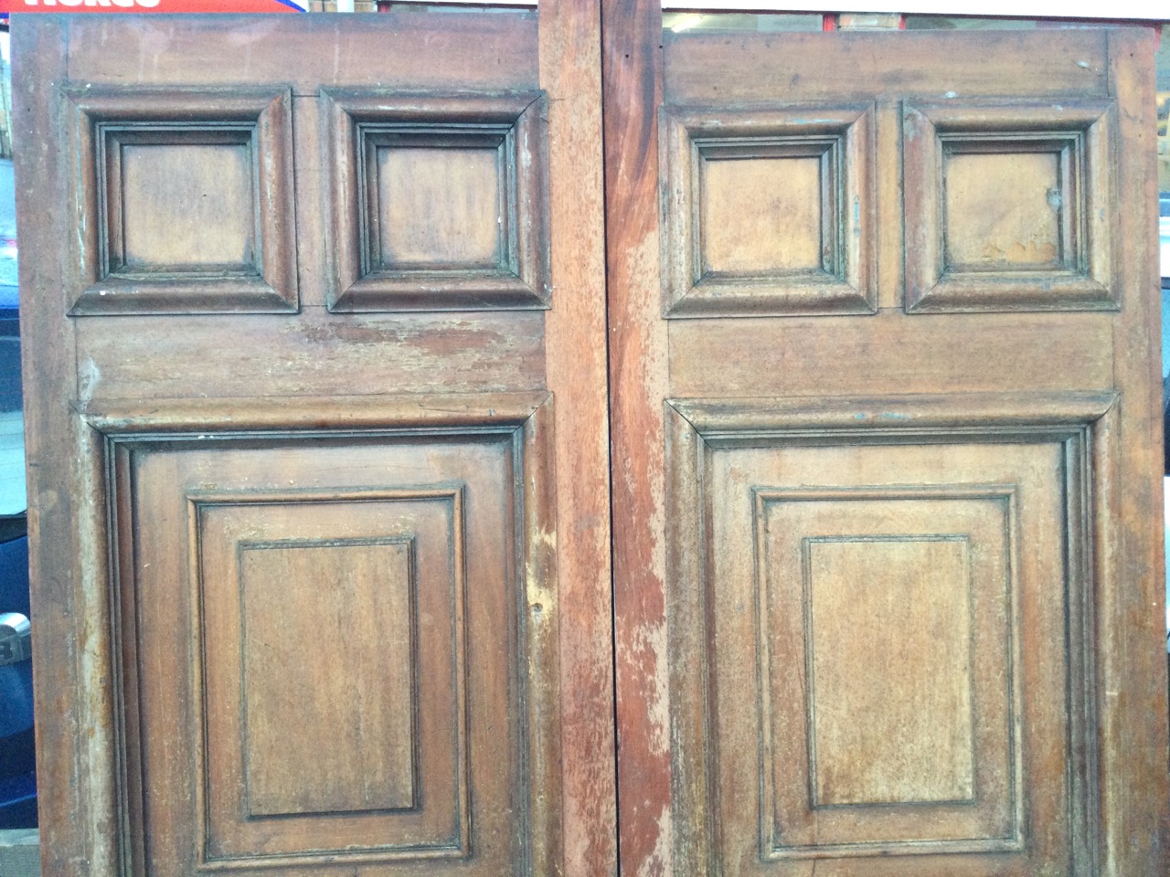 A pair of mahogany entranceway doors, formerly in the Theatre Royal Newcastle, with bollection - Image 3 of 3