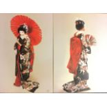 Emma Harper, a pair, coloured box prints titled Glance of a Geisha. (19in x 27in) (2)