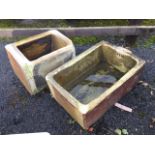 A rectangular salt glazed stoneware sink with integral overflow and plughole; and a smaller salt