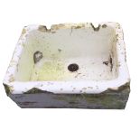 A large glazed butlers sink with angled front having cushion moulded rim. (27in x 23in x 14.5in)