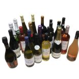 The contents of a booze cupboard - 22 bottles including wine, champagne, port, etc. (22)