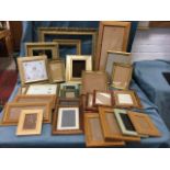 Twenty seven unused new frames - pine, gilded, carved, tartaned, painted, stained, mostly glazed,