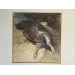 T M Richardson senior. watercolour, study of a grouse, titled, signed and dated 1848, mounted and