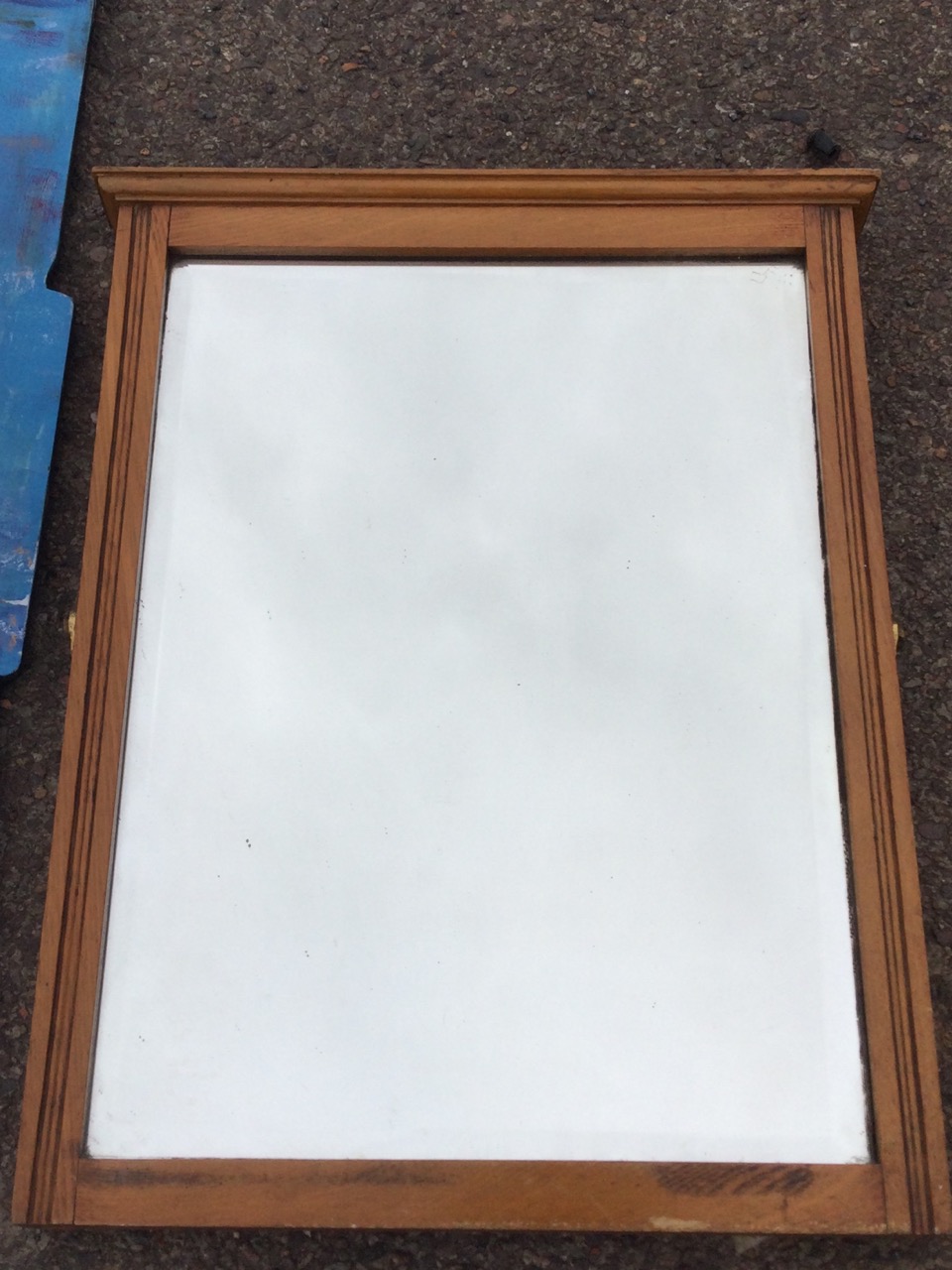 A rectangular mirror in blue painted shaped frame; and a Victorian ash framed mirror with reeded - Image 3 of 3