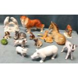 A collection of miscellaneous porcelain animals - Spanish, dogs, Royal Copenhagen, horses,