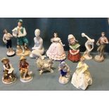 Miscellaneous porcelain figurines including Royal Worcester, European, Italian, Royal Dux, etc. (