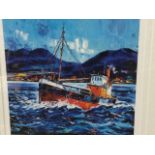 Jean Feeney, limited edition giclé print, fishing boat at sea titled Puffer Passing Ardnamurchan,