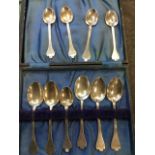 A set of ten hallmarked silver spoons with trefoil handles and rat-tail type backs - Sheffield,