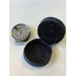 A Hardy 3.5in fly reel, Marquis 7, with floating fly line, in soft Hardy zipped pouch. (2)