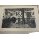 C20th sepia etching, signed indistinctly in pencil, titled to verso House of Beethoven, mounted &