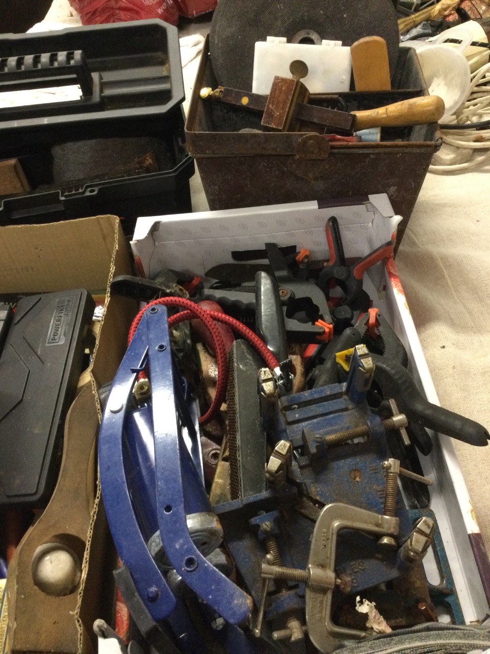 A concertina type toolbox full of miscellaneous tools - screwdrivers, tape, alun keys, pliers, drill - Image 2 of 3