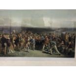 Charles Lees, The Golfers, coloured print from 1850 of a St Andrews match, engraved by Wagstaff,