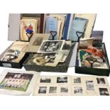A collection of miscellaneous ephemera including theatre programmes, boxes of photographs,