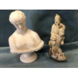 A Victorian parianware porcelain bust of Clytie - impressed J&TB; and a nineteenth century Chinese