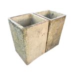 A pair of square stoneware chimney pots. (10.75in x 10.75in x 17.5in) (2)