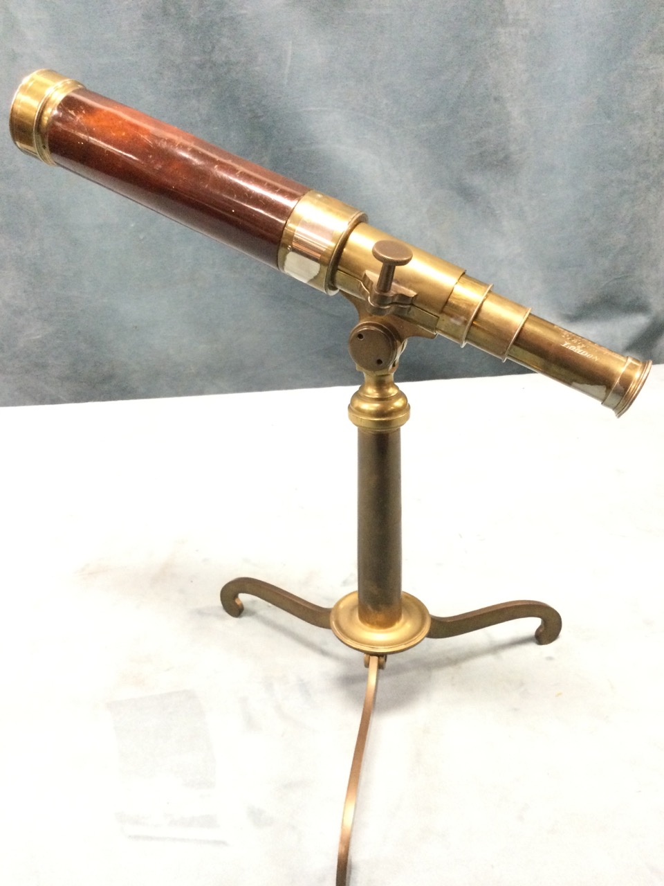 A nineteenth century three-draw brass table telescope by Carpenter & Wesley, Regent St, London, - Image 3 of 3