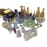 Miscellaneous glass including decanters & stoppers, bowls, paperweights, vases, ornaments, swans,