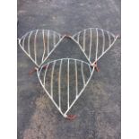 Three triangular galvanised hay hecks with vertical bars to baskets. (31in x 34in) (3)