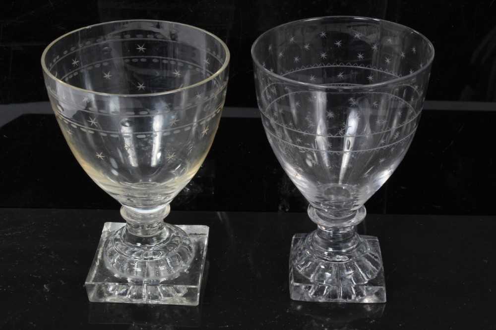 Group of 18th and 19th century English glassware, including a cut glass goblet, two goblets with lem - Image 6 of 9