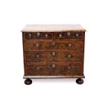 Rare and fine William and Mary oyster veneered chest of drawers