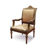 18th century style Continental gilt gesso open armchair