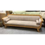 Very large 19th century Continental Biedermeier maple veneered sofa