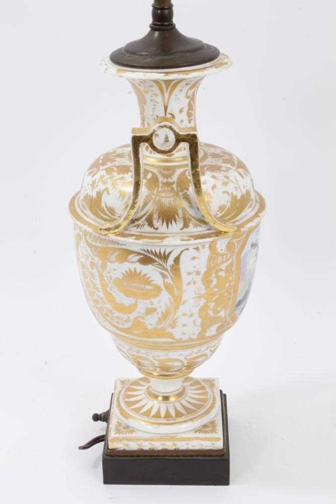 Derby vase, probably painted by Dodson, circa 1820, now mounted as a table lamp - Image 6 of 7