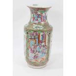 Large 19th century Chinese Canton Famille Rose vase decorated with panels of birds, flowers and figu