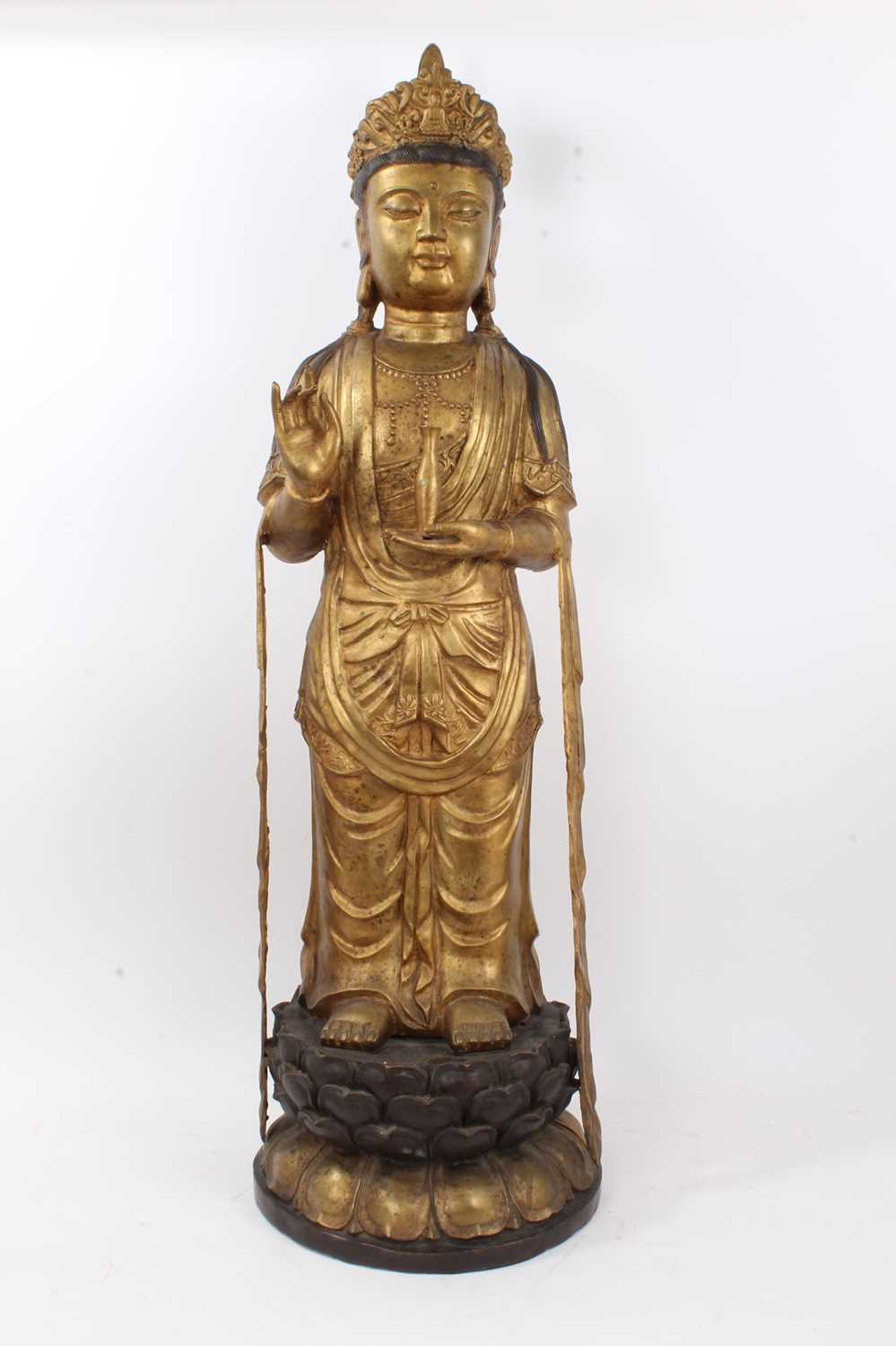 Large Chinese bronze deity figure