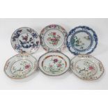 Six antique 18th century Chinese export porcelain dishes