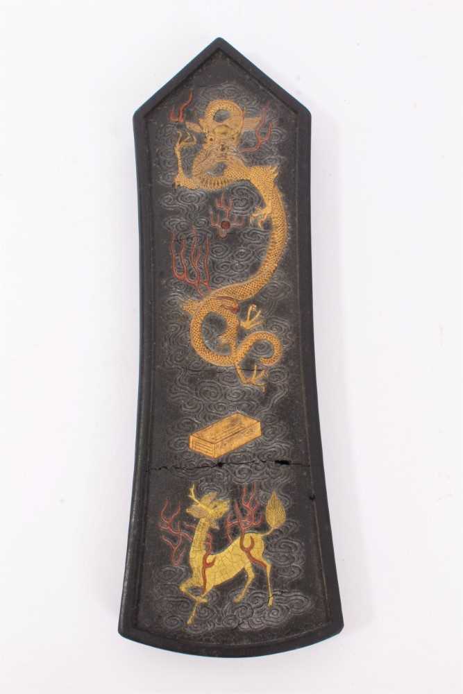 Chinese carved inkstone in case