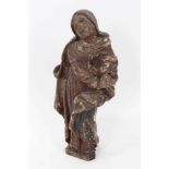18th century or earlier Continental carved and painted wooden figure, 27cm