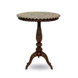 Antique Anglo-Indian ivory inlaid teak occasional table