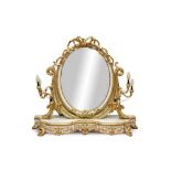 Highly ornate gilt and white painted dressing table mirror