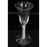 18th century wine glass, probably Dutch, the trumpet bowl on an opaque twist stem, 17cm height