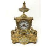 Good quality 19th century French Ormolu and White alabaster mantel clock