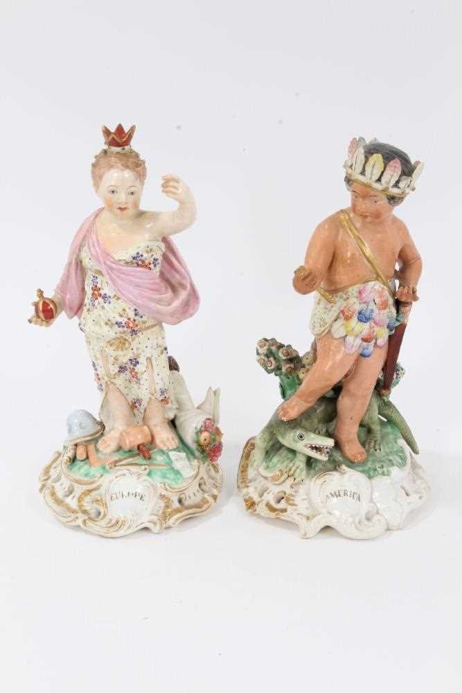 Two Derby porcelain figures emblematic of the continents, c.1800, to include Europe and America, ins