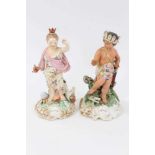 Two Derby porcelain figures emblematic of the continents, c.1800, to include Europe and America, ins