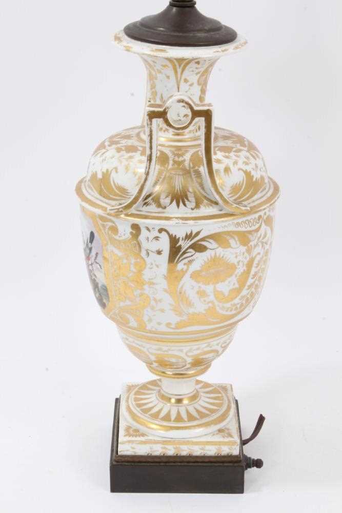 Derby vase, probably painted by Dodson, circa 1820, now mounted as a table lamp - Image 4 of 7