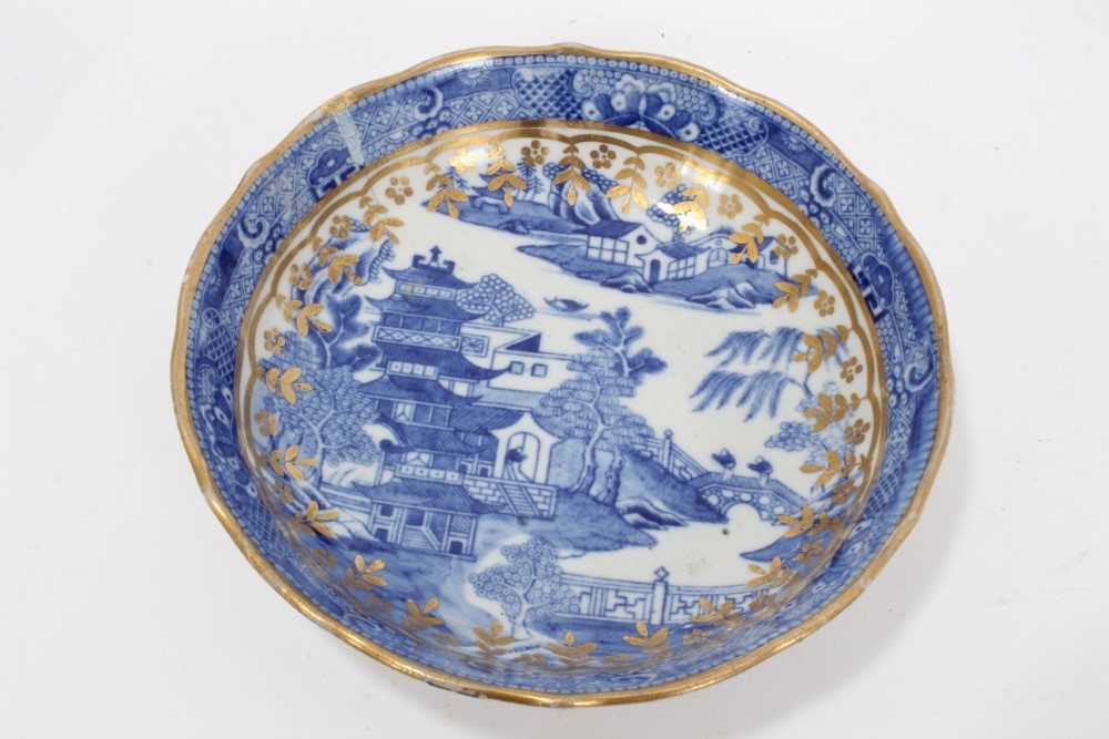 A Miles Mason blue printed teapot stand, impressed mark, and other blue printed items - Image 15 of 28
