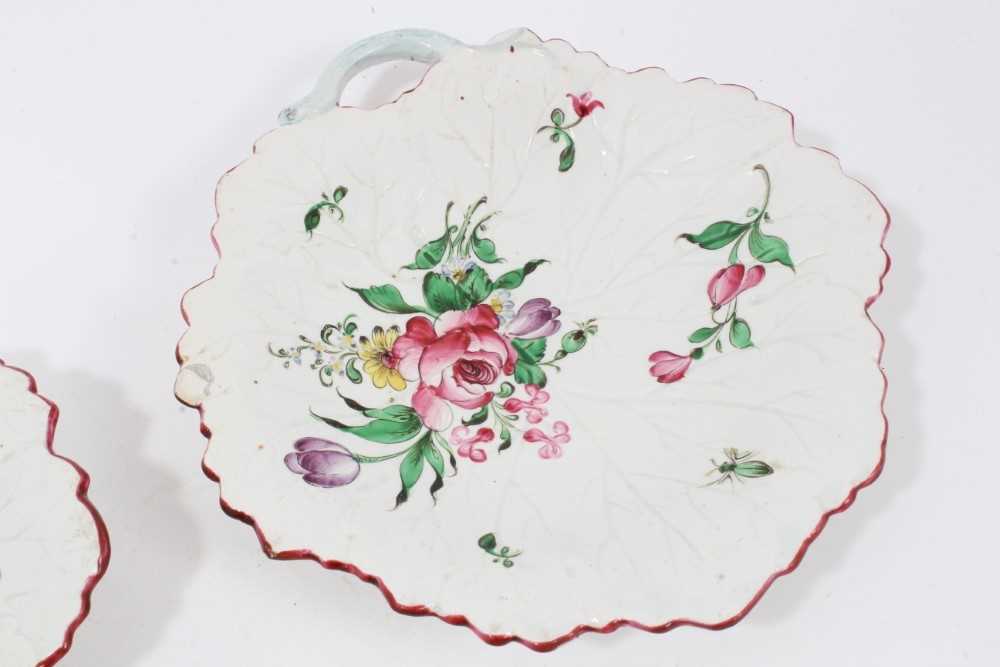 Five Luneville flower painted leaf shaped dishes - Image 6 of 9