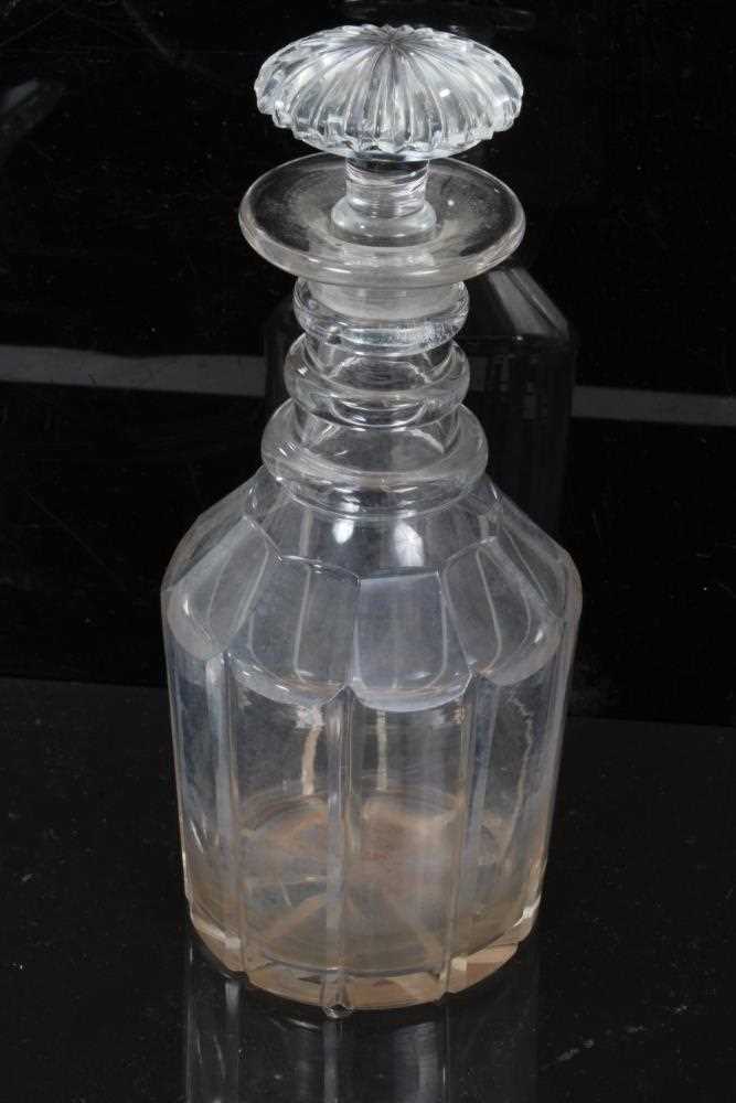 Group of early 19th century cut glass, including a three-ring decanter with mushroom stopper, a squa - Image 9 of 13