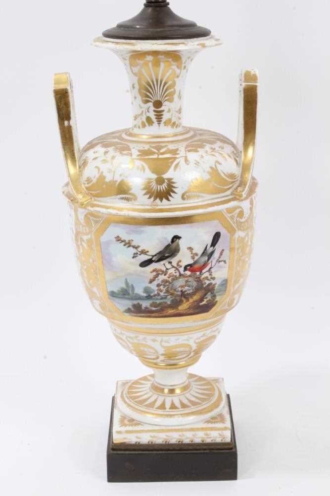 Derby vase, probably painted by Dodson, circa 1820, now mounted as a table lamp - Image 2 of 7
