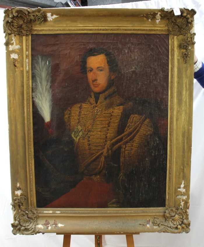 19th century oil on canvas- portrait of a gentleman in uniform, in gilt frame - Image 2 of 20