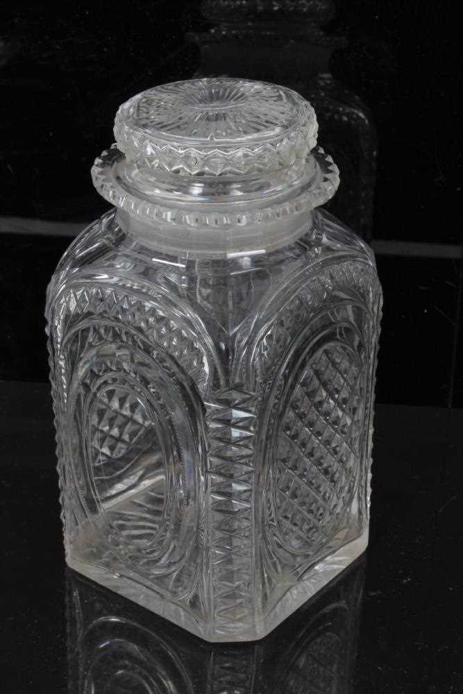 Group of early 19th century cut glass, including a three-ring decanter with mushroom stopper, a squa - Image 6 of 13